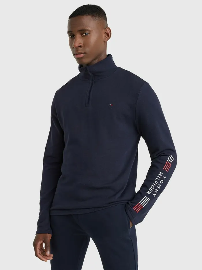 Tommy Hilfiger Th Stretch HalfZip Sweatshirt Desert Sky Mens Loungewear and Nightwear Tommy Hilfiger Th Stretch HalfZip Sweatshirt Desert Sky Mens Loungewear and Nightwear