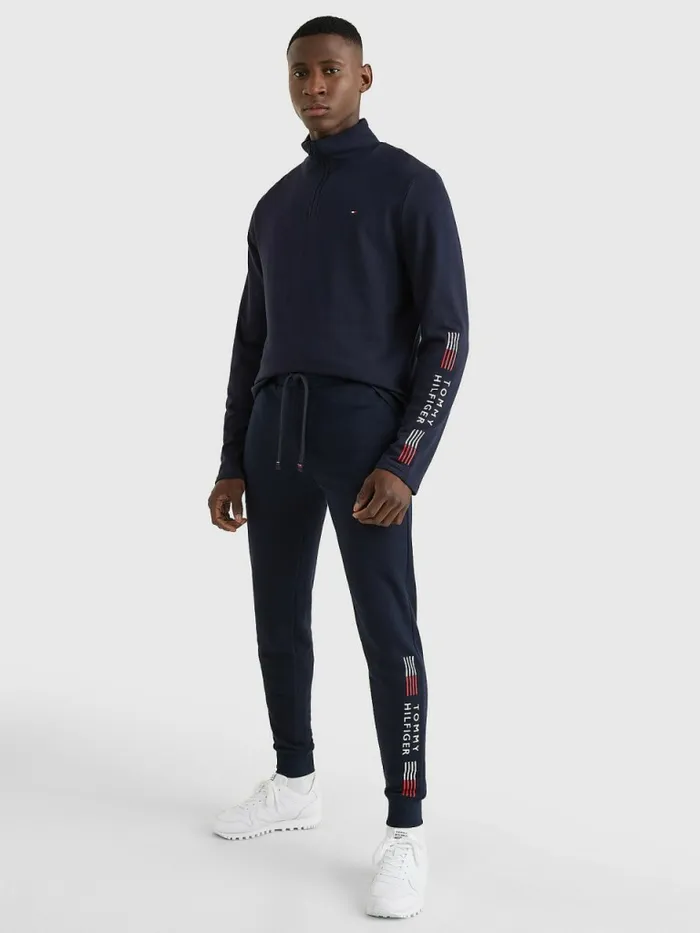 Tommy Hilfiger Th Stretch HalfZip Sweatshirt Desert Sky Mens Sweatshirts and Hoodies On Sale