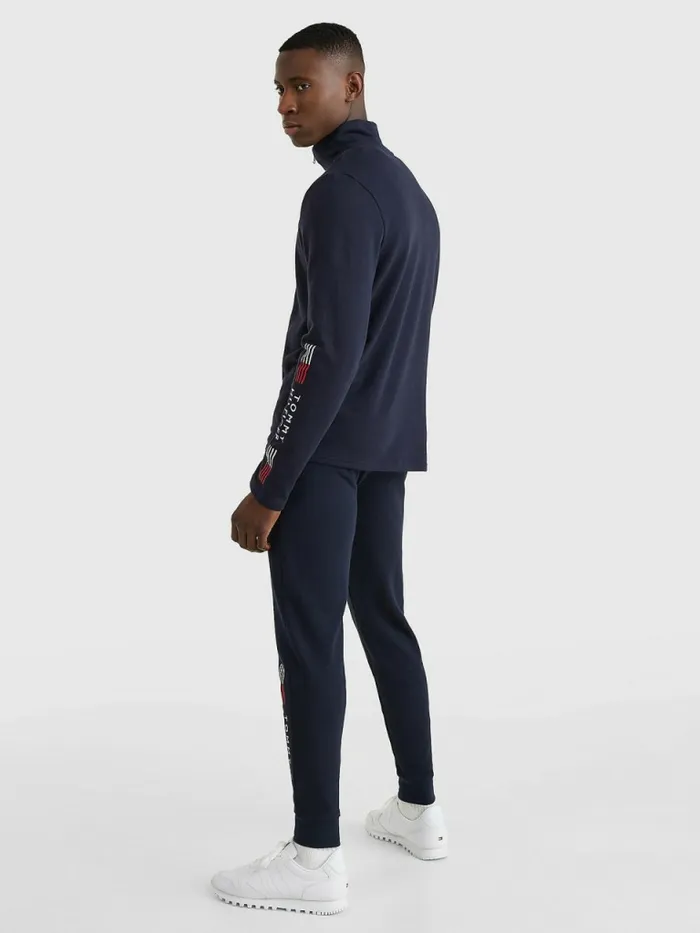 Tommy Hilfiger Th Stretch HalfZip Sweatshirt Desert Sky Mens Sweatshirts and Hoodies On Sale