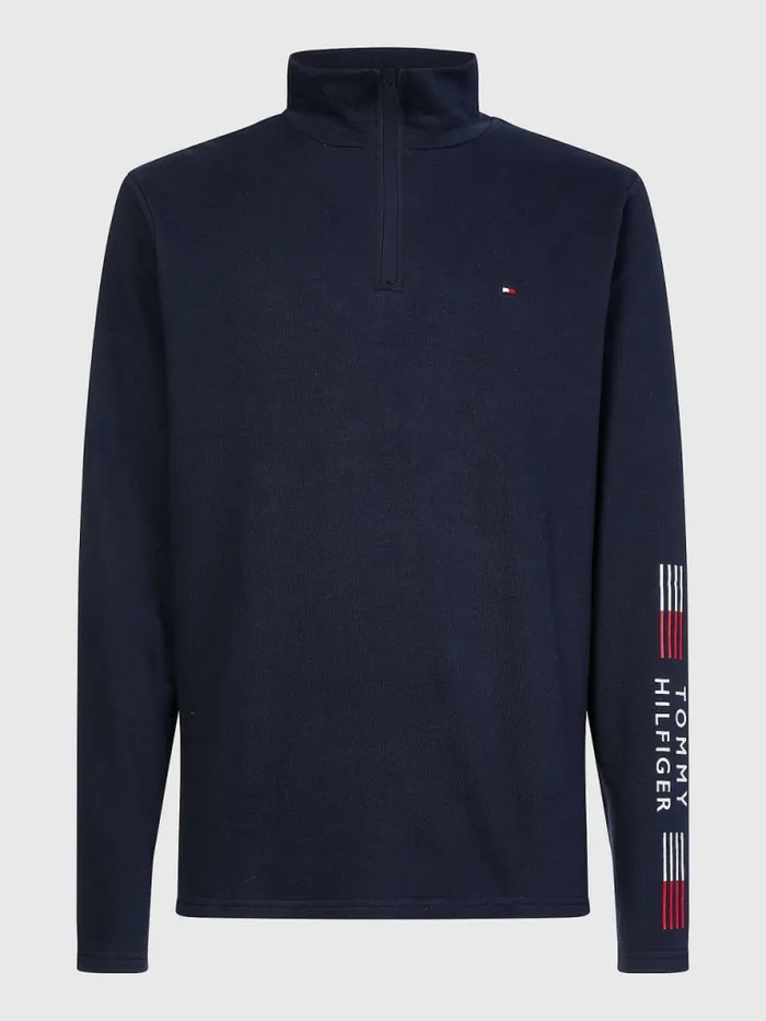 Tommy Hilfiger Th Stretch HalfZip Sweatshirt Desert Sky Mens Sweatshirts and Hoodies On Sale