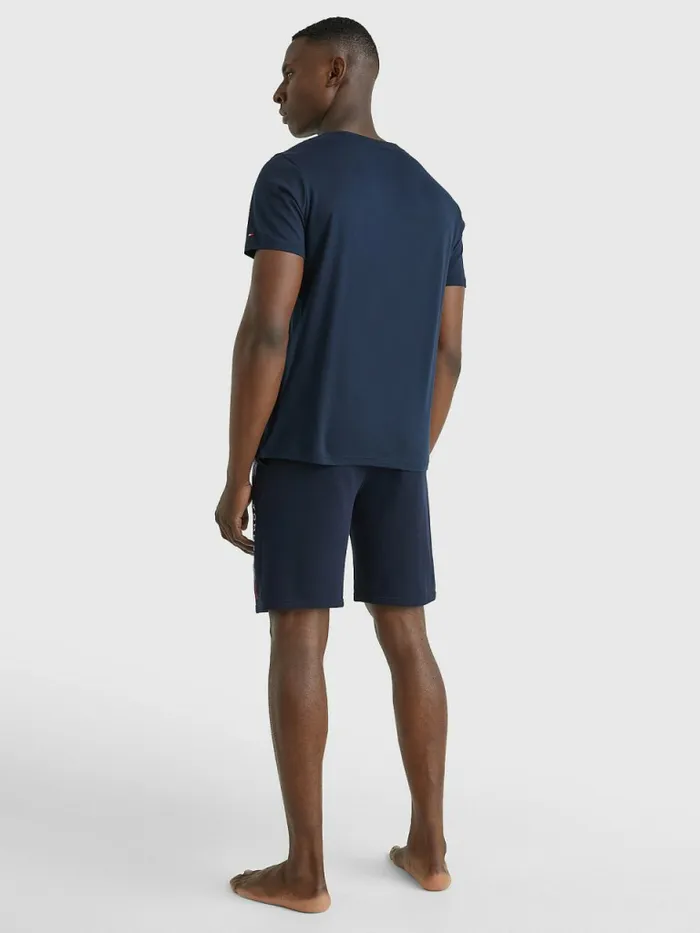 Tommy Hilfiger Th Stretch Logo Print TShirt Desert Sky Mens Loungewear and Nightwear