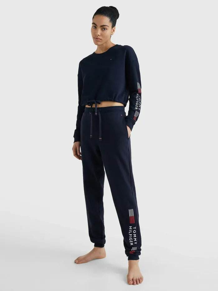 Tommy Hilfiger Th Stretch Logo Track Sweatshirt Desert Sky Womens Sweatshirts and Hoodies Cheap On Sale