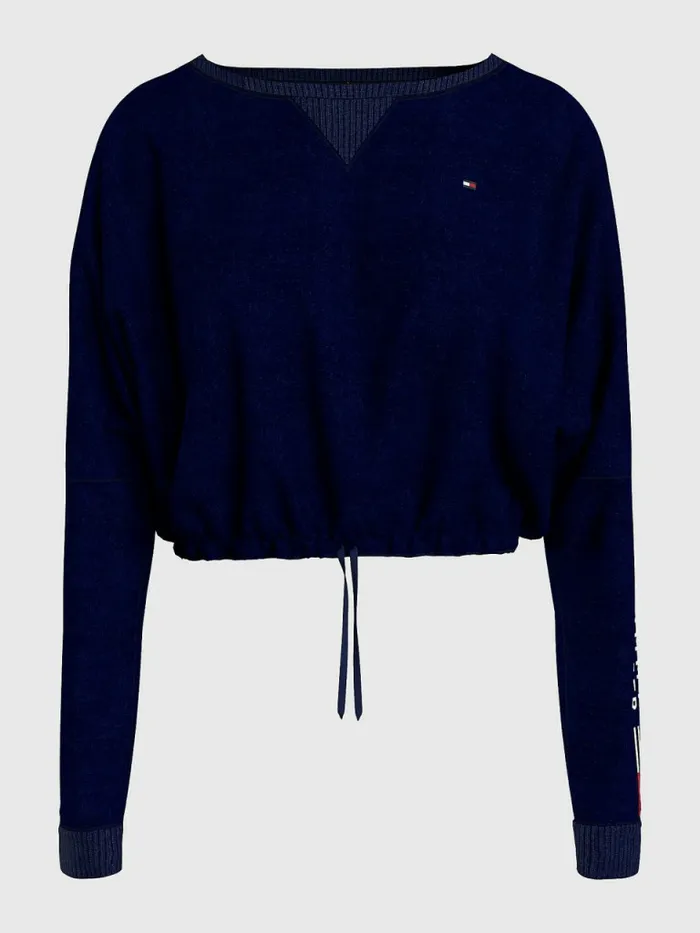 Tommy Hilfiger Th Stretch Logo Track Sweatshirt Desert Sky Womens Sweatshirts and Hoodies Cheap On Sale