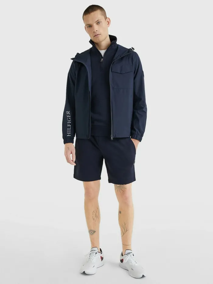 Tommy Hilfiger Th Tech Warm Hooded Jacket Desert Sky Mens Coats and Jackets Near Me