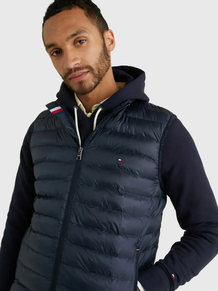 Tommy Hilfiger Th Warm Packable Padded Gilet Desert Sky Mens Coats and Jackets On Sale