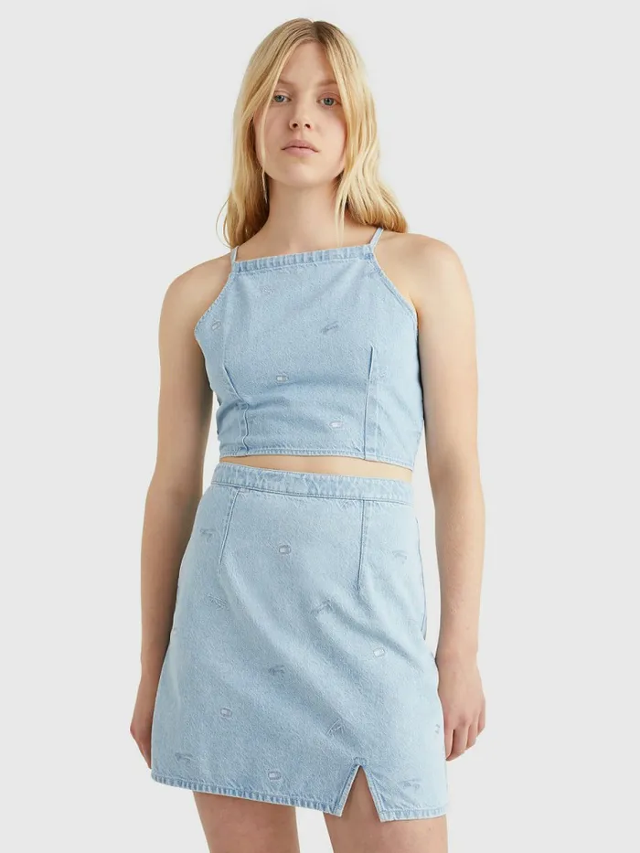 Tommy Hilfiger Tie Back Denim Chambray Top Denim Light Womens Shirts and Blouses For Sale Tommy Hilfiger Tie Back Denim Chambray Top Denim Light Womens Shirts and Blouses For Sale