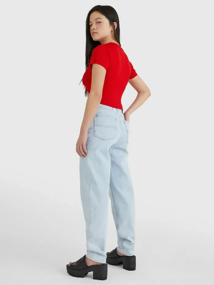 Tommy Hilfiger Tie Detail Cropped TShirt Deep Crimson Womens TShirts For Sale