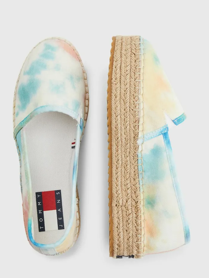 Tommy Hilfiger TieDye Flatform Espadrilles Tie Dye Womens Flat Shoes Gift Ideas