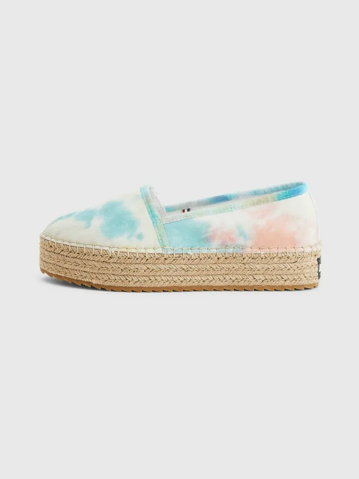 Tommy Hilfiger TieDye Flatform Espadrilles Tie Dye Womens Flat Shoes Gift Ideas