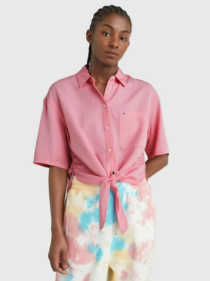 Tommy Hilfiger TieFront Shirt Fresh Pink Womens Shirts and Blouses Gift for Friend Tommy Hilfiger TieFront Shirt Fresh Pink Womens Shirts and Blouses Gift for Friend
