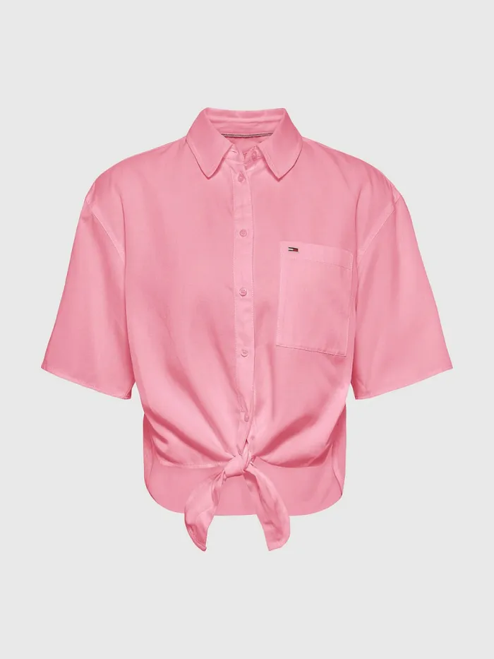 Tommy Hilfiger TieFront Shirt Fresh Pink Womens Shirts and Blouses Gift for Friend