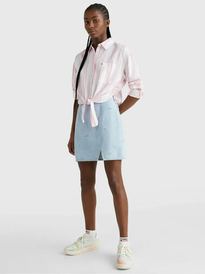 Tommy Hilfiger TieFront Stripe Shirt Fresh PinkMulti Womens Shirts and Blouses Online
