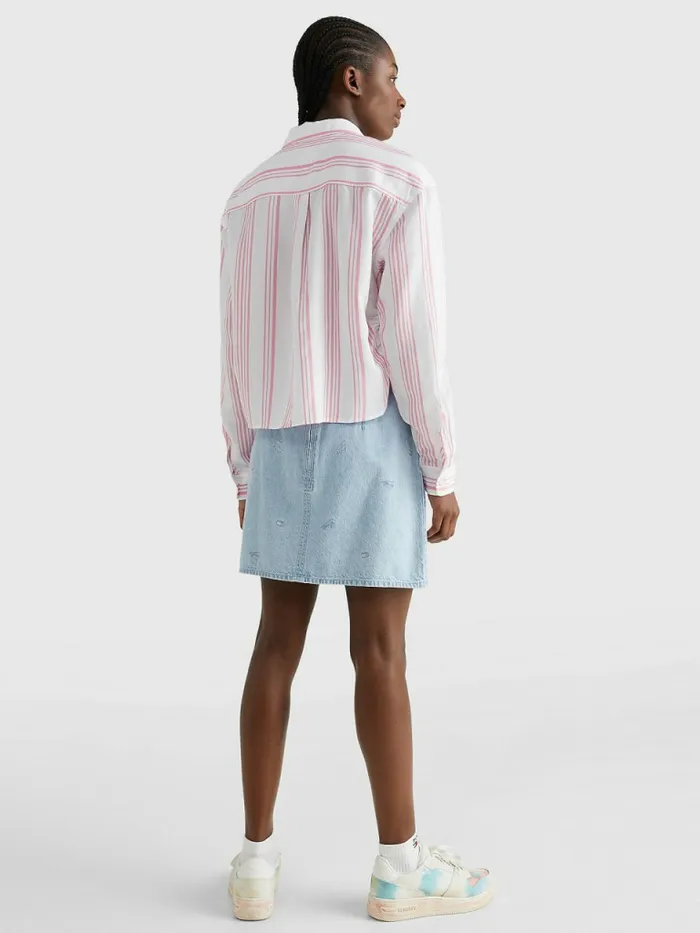 Tommy Hilfiger TieFront Stripe Shirt Fresh PinkMulti Womens Shirts and Blouses Online