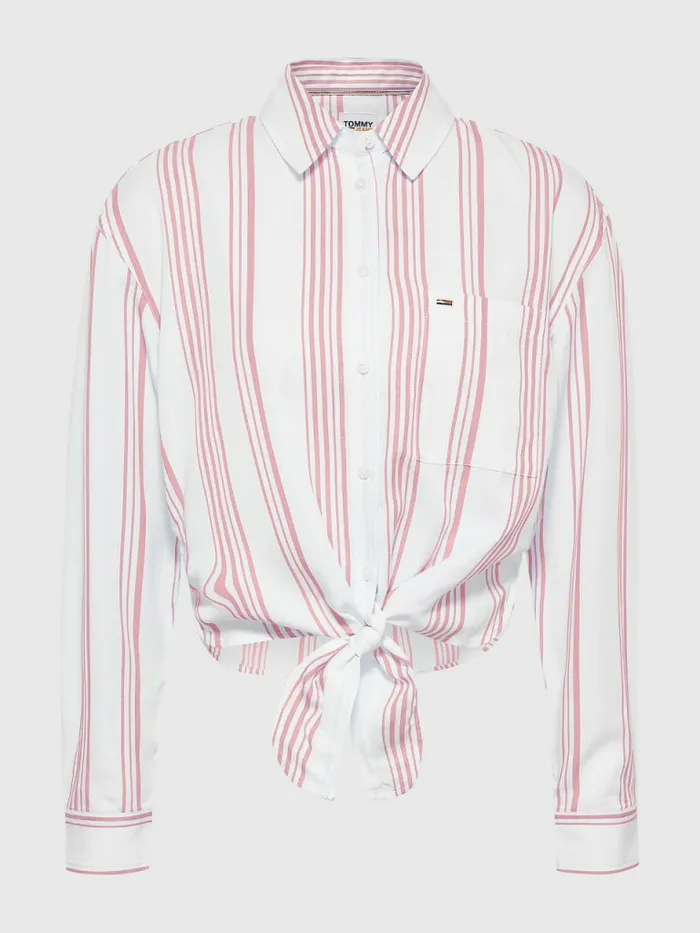Tommy Hilfiger TieFront Stripe Shirt Fresh PinkMulti Womens Shirts and Blouses Online