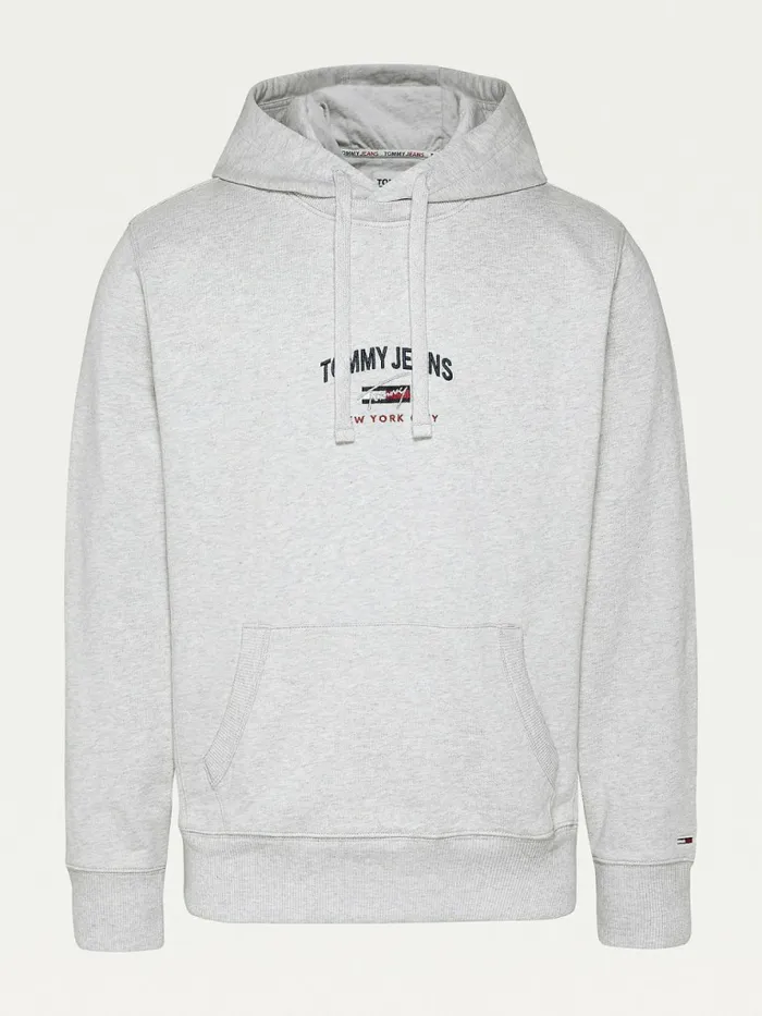 Tommy Hilfiger Timeless Organic Cotton Hoody Silver Grey Htr Mens Sweatshirts and Hoodies Cheap On Sale