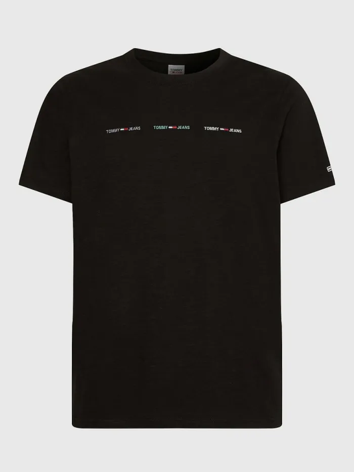 Tommy Hilfiger Tiny Linear Logo TShirt Black Mens TShirts Popular