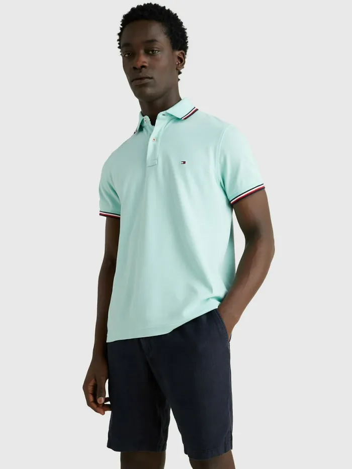 Tommy Hilfiger Tipped Slim Fit Polo Frosty Jade Mens Polo Shirts Cheap On Sale Tommy Hilfiger Tipped Slim Fit Polo Frosty Jade Mens Polo Shirts Cheap On Sale