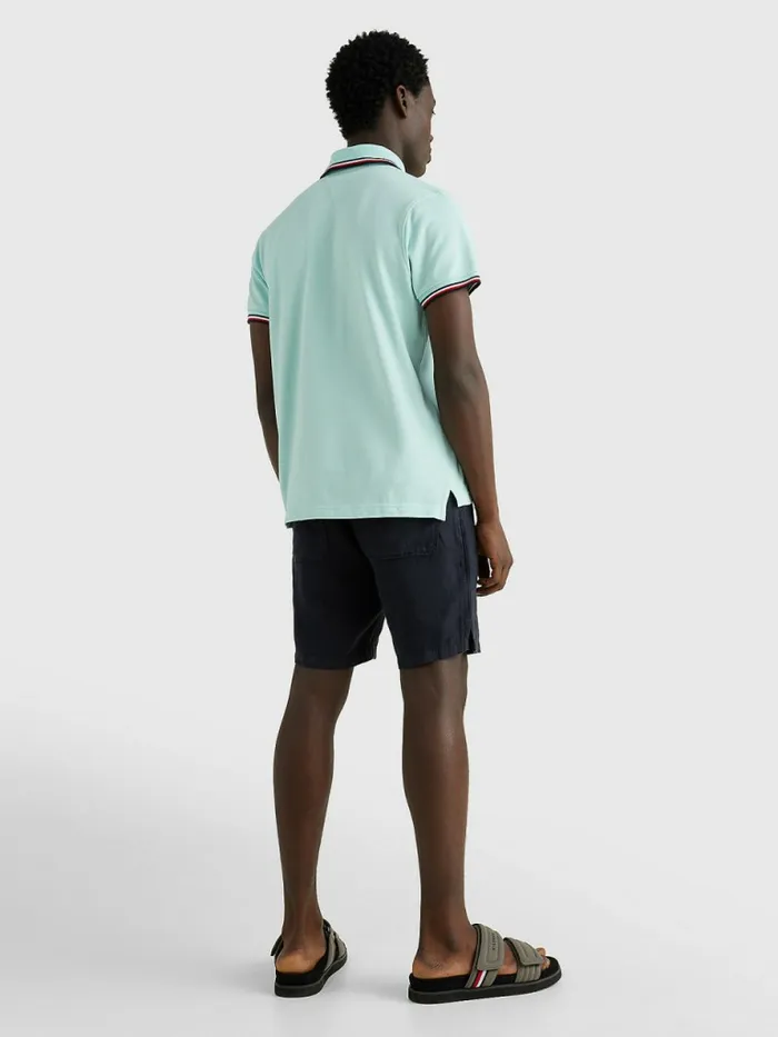 Tommy Hilfiger Tipped Slim Fit Polo Frosty Jade Mens Polo Shirts Cheap On Sale
