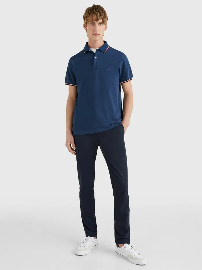Tommy Hilfiger Tipped Slim Fit Polo Twilight Indigo Mens Polo Shirts Gift Ideas