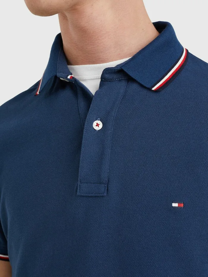 Tommy Hilfiger Tipped Slim Fit Polo Twilight Indigo Mens Polo Shirts Gift Ideas