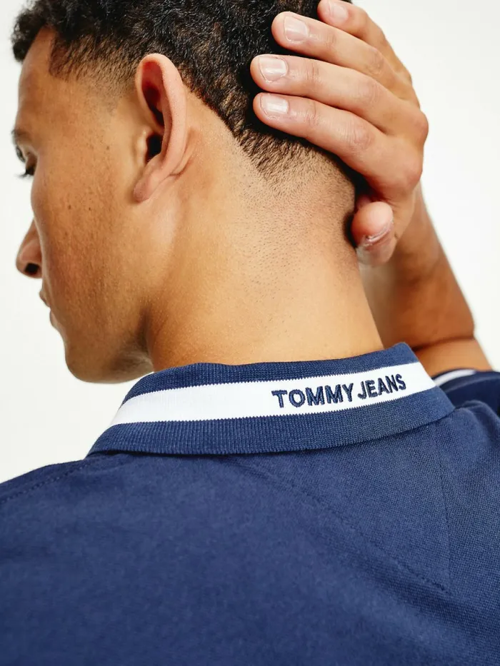 Tommy Hilfiger Tipped Stretch Slim Fit Polo Twilight Navy Mens Polo Shirts Sale