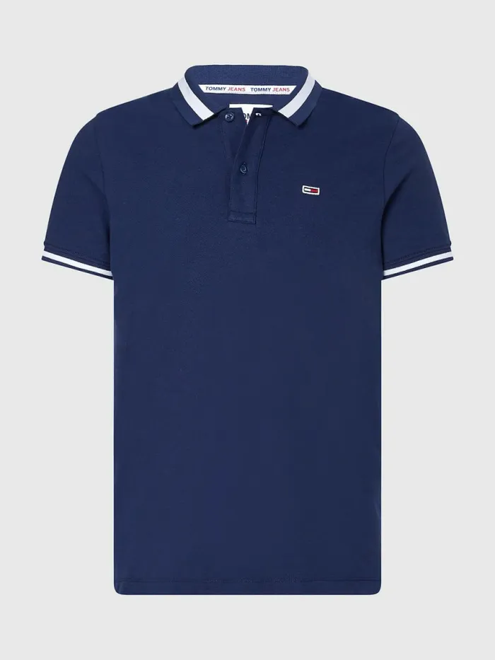 Tommy Hilfiger Tipped Stretch Slim Fit Polo Twilight Navy Mens Polo Shirts Sale