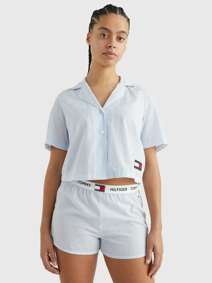 Tommy Hilfiger Tommy 85 Gingham Short Sleeve Pyjama Shirt Gingham Womens Lounge and Nightwear Tommy Hilfiger Tommy 85 Gingham Short Sleeve Pyjama Shirt Gingham Womens Lounge and Nightwear