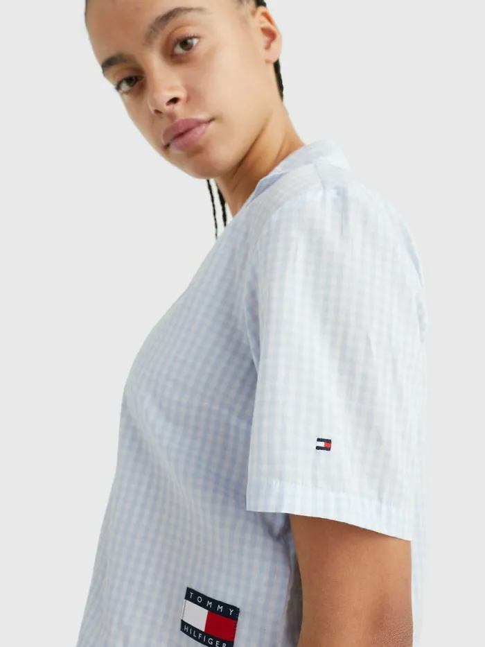 Tommy Hilfiger Tommy 85 Gingham Short Sleeve Pyjama Shirt Gingham Womens Lounge and Nightwear