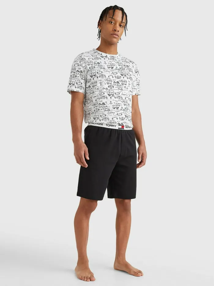 Tommy Hilfiger Tommy 85 Logo Waistband Long Shorts Black Mens Loungewear and Nightwear Gift Ideas