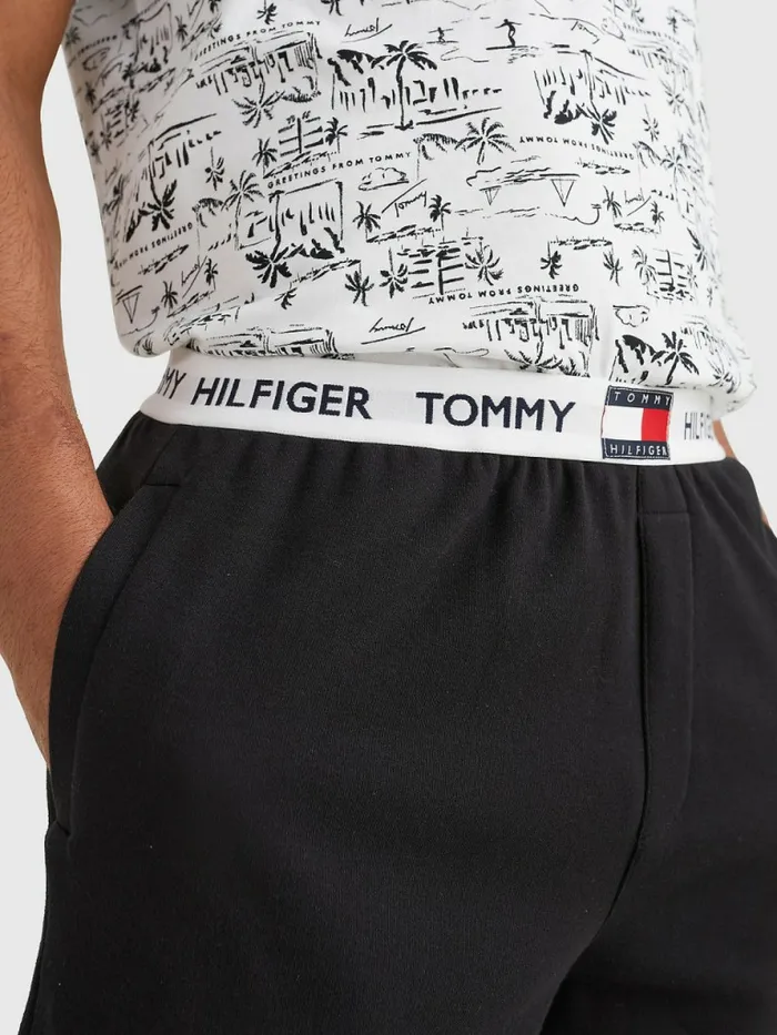 Tommy Hilfiger Tommy 85 Logo Waistband Long Shorts Black Mens Loungewear and Nightwear Gift Ideas