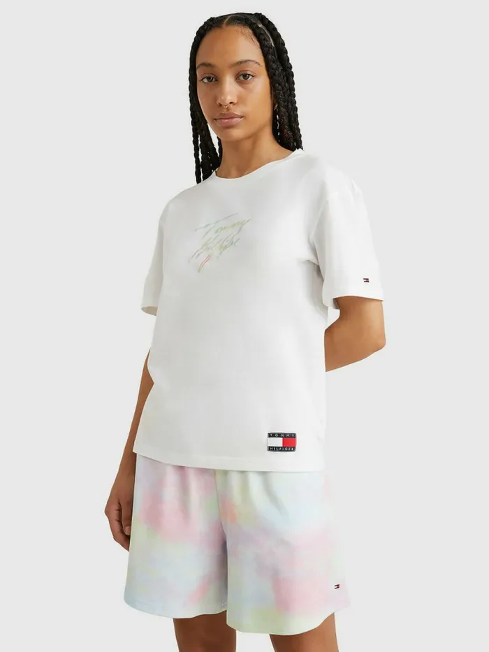Tommy Hilfiger Tommy 85 Pastel Logo TShirt White Womens Lounge and Nightwear