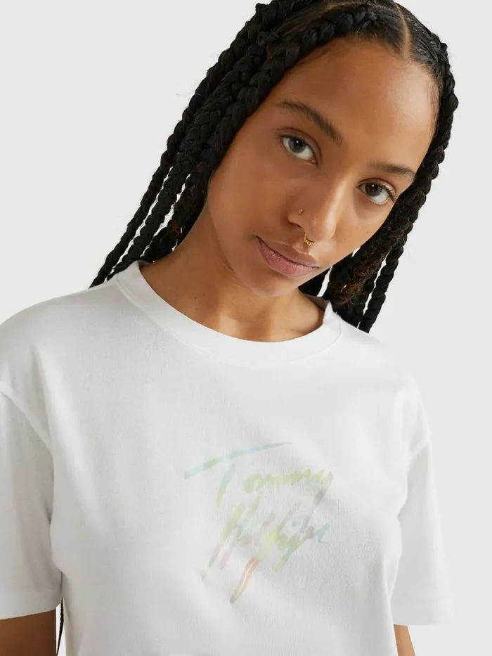 Tommy Hilfiger Tommy 85 Pastel Logo TShirt White Womens Lounge and Nightwear