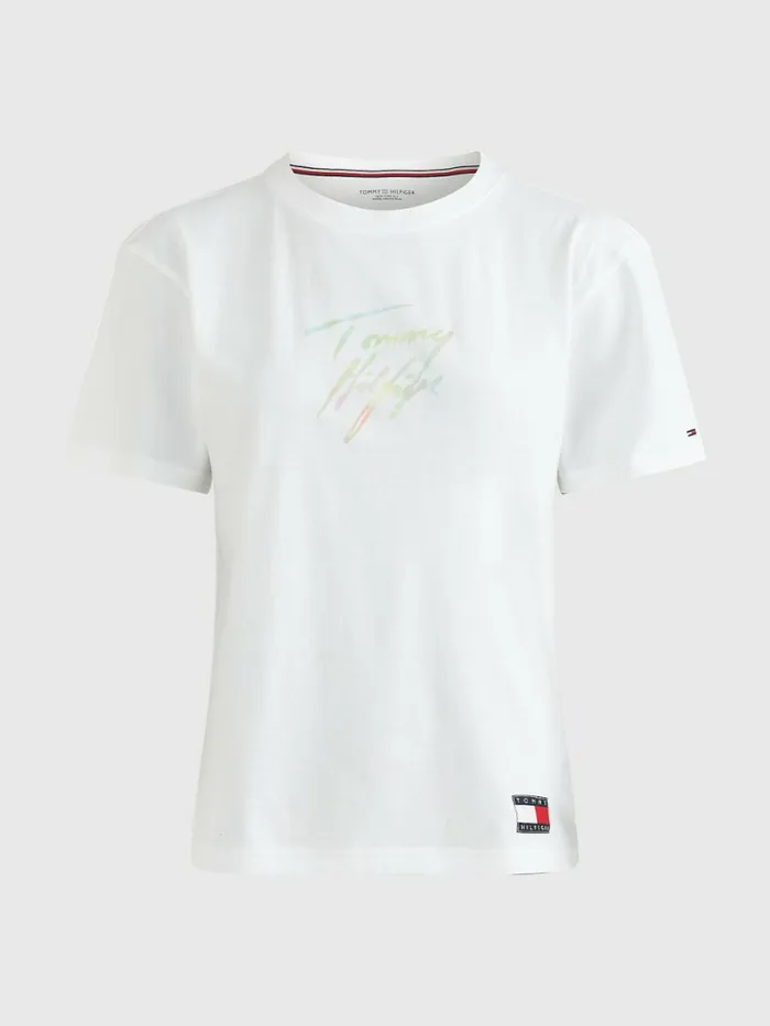 Tommy Hilfiger Tommy 85 Pastel Logo TShirt White Womens Lounge and Nightwear
