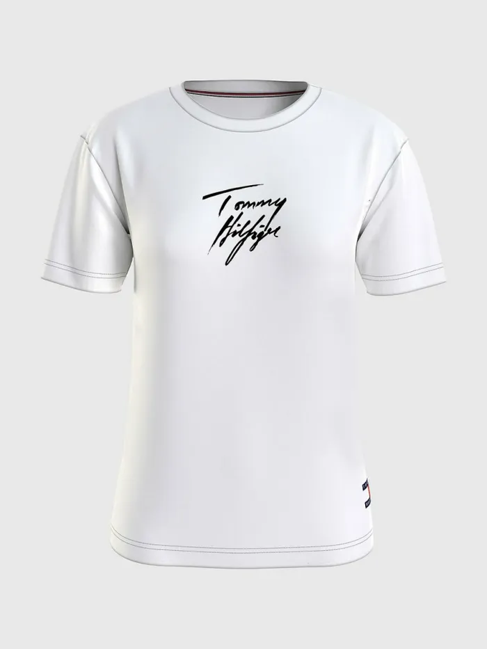 Tommy Hilfiger Tommy 85 Signature Logo TShirt White Womens TShirts For Sale