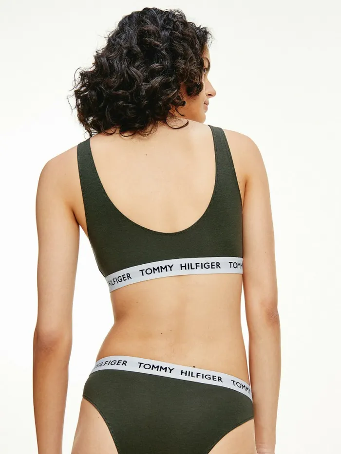 Tommy Hilfiger Tommy 85 Stretch Cotton Logo Bralette Army Green Womens Lingerie