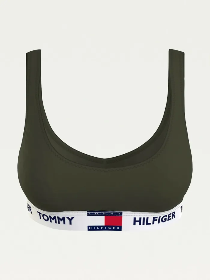 Tommy Hilfiger Tommy 85 Stretch Cotton Logo Bralette Army Green Womens Lingerie