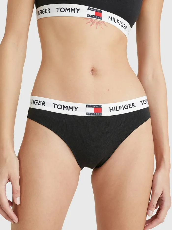 Tommy Hilfiger Tommy 85 Stretch Cotton Logo Briefs Black Womens Lingerie