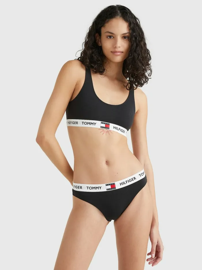 Tommy Hilfiger Tommy 85 Stretch Cotton Logo Briefs Black Womens Lingerie