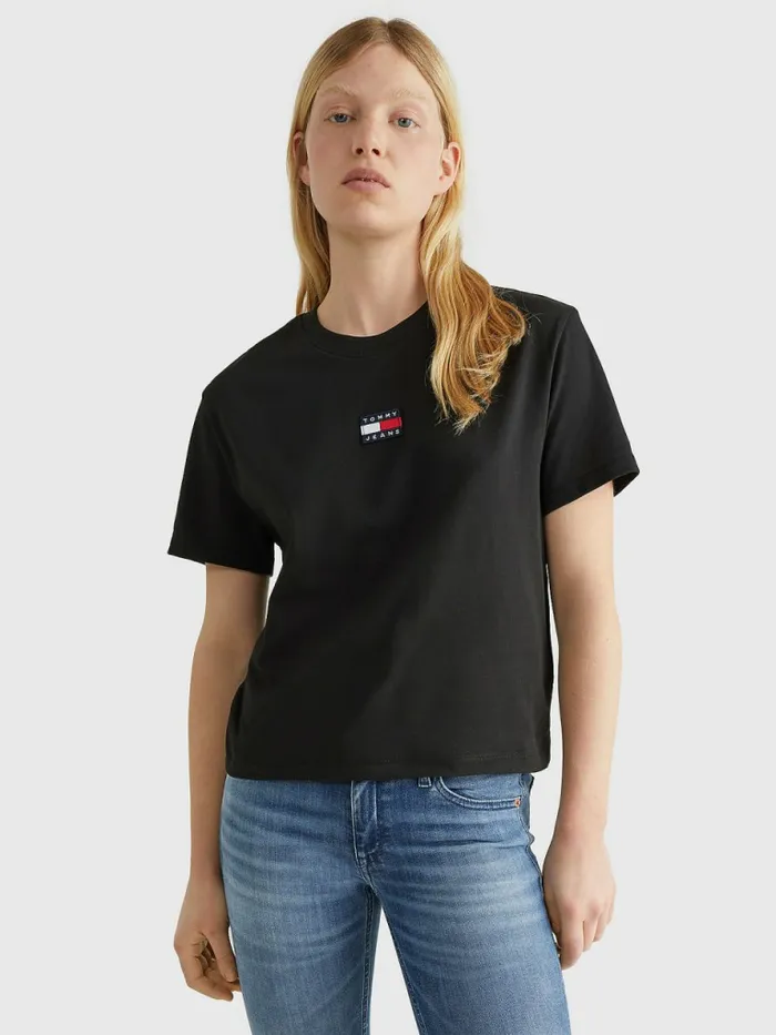 Tommy Hilfiger Tommy Badge Crew Neck TShirt Black Womens TShirts Cheap On Sale Tommy Hilfiger Tommy Badge Crew Neck TShirt Black Womens TShirts Cheap On Sale
