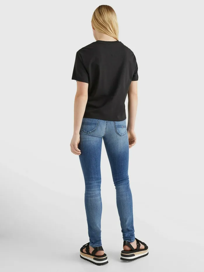 Tommy Hilfiger Tommy Badge Crew Neck TShirt Black Womens TShirts Cheap On Sale