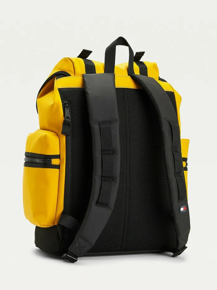 Tommy Hilfiger Tommy Badge Double Clip Backpack Prairie Yellow Mens Bags Near Me