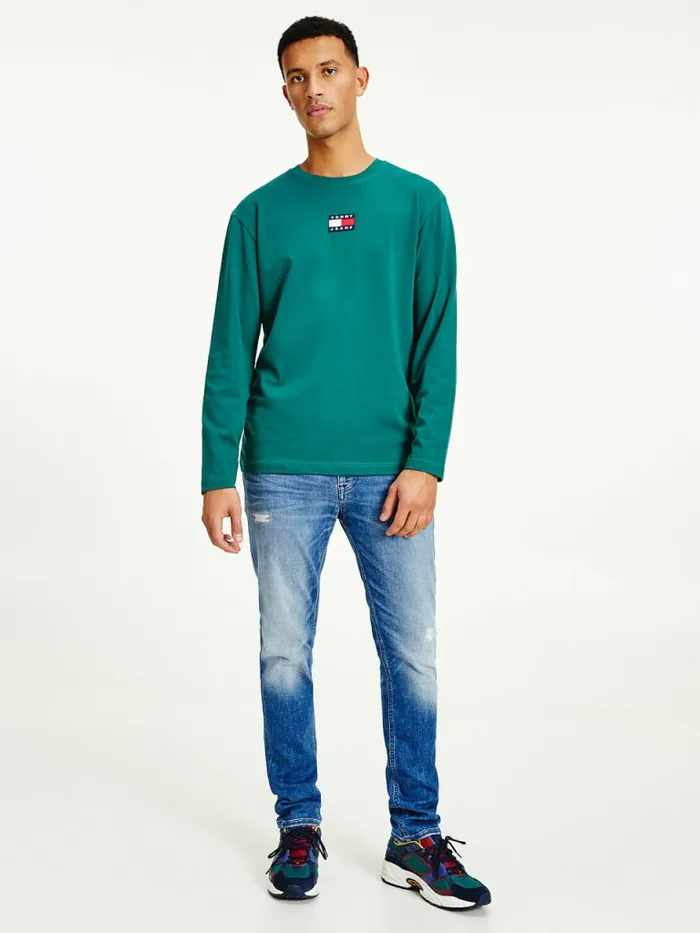Tommy Hilfiger Tommy Badge Long Sleeve TShirt Rural Green Mens TShirts Casaul Tommy Hilfiger Tommy Badge Long Sleeve TShirt Rural Green Mens TShirts Casaul