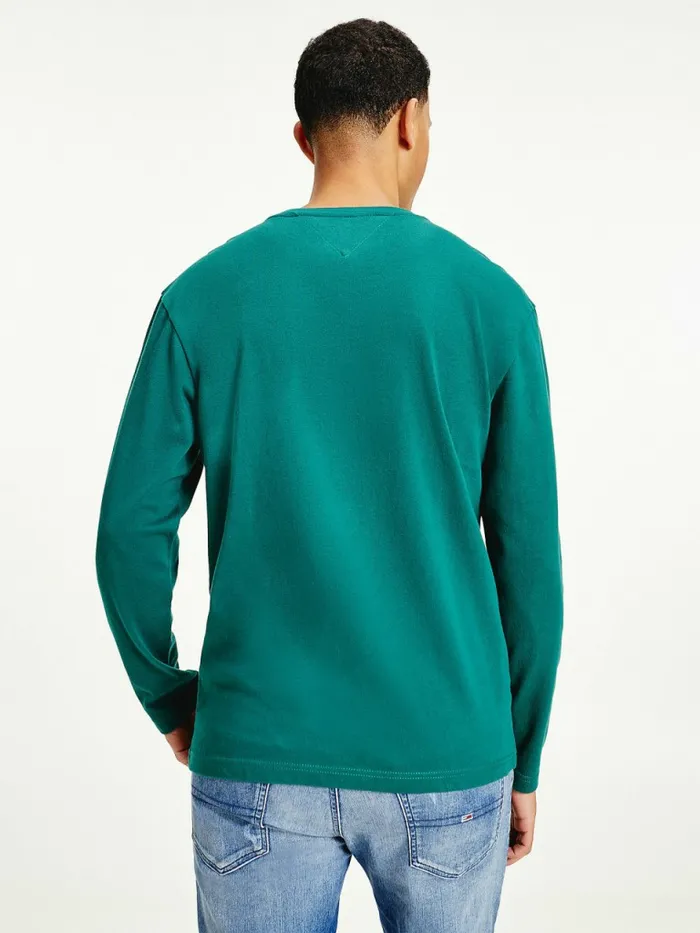 Tommy Hilfiger Tommy Badge Long Sleeve TShirt Rural Green Mens TShirts Casaul