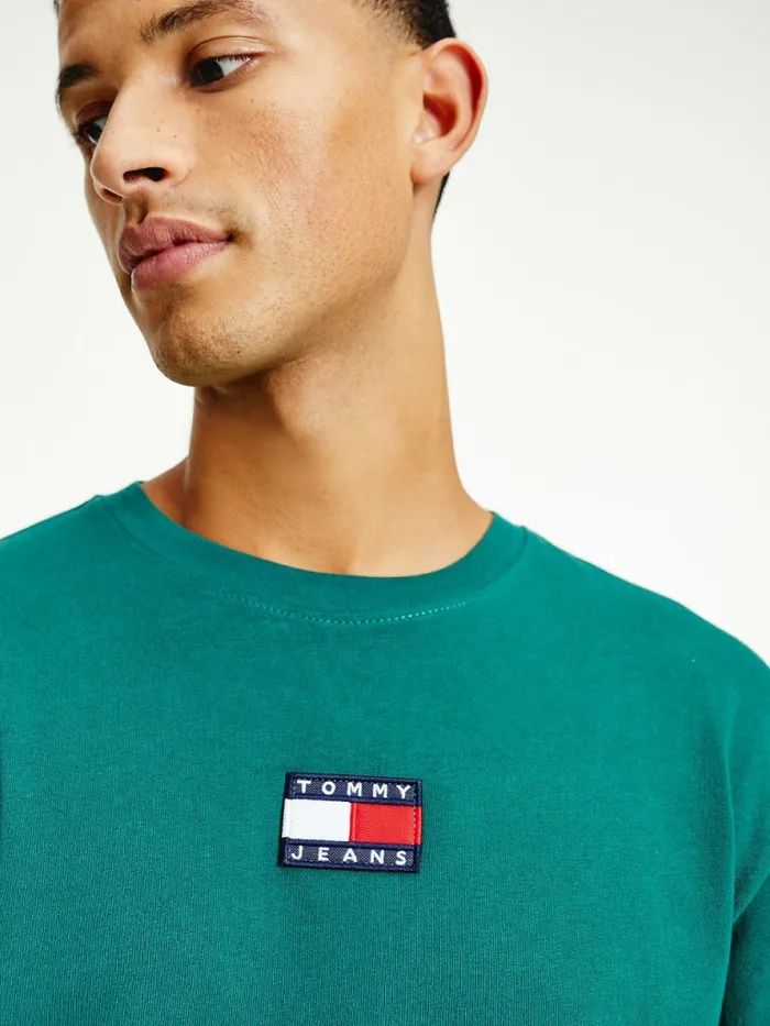 Tommy Hilfiger Tommy Badge Long Sleeve TShirt Rural Green Mens TShirts Casaul