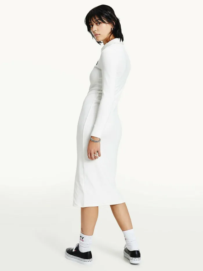 Tommy Hilfiger Tommy Badge Organic Cotton Polo Dress Ecru Womens Dresses and Jumpsuits Online