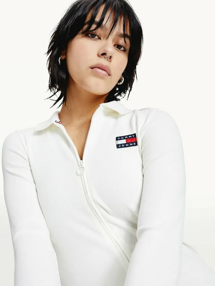Tommy Hilfiger Tommy Badge Organic Cotton Polo Dress Ecru Womens Dresses and Jumpsuits Online