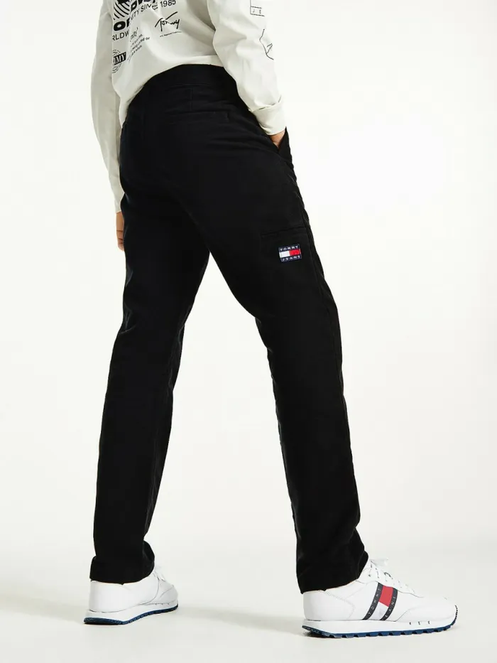 Tommy Hilfiger Tommy Badge Organic Cotton Relaxed Chinos Black Mens Trousers