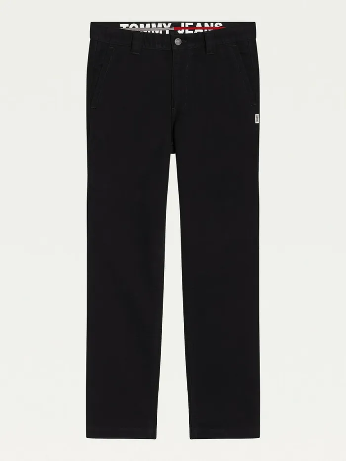 Tommy Hilfiger Tommy Badge Organic Cotton Relaxed Chinos Black Mens Trousers