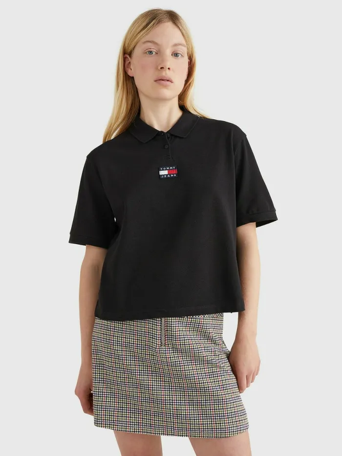 Tommy Hilfiger Tommy Badge Polo Black Womens Polo Shirts Near Me