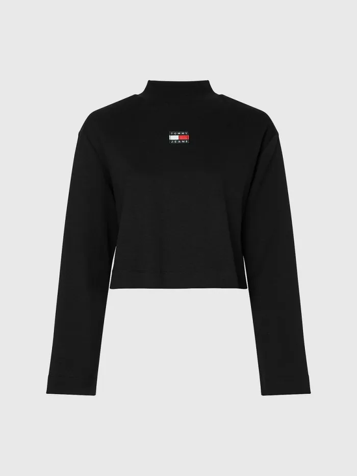 Tommy Hilfiger Tommy Badge Relaxed TShirt Black Womens TShirts Casaul